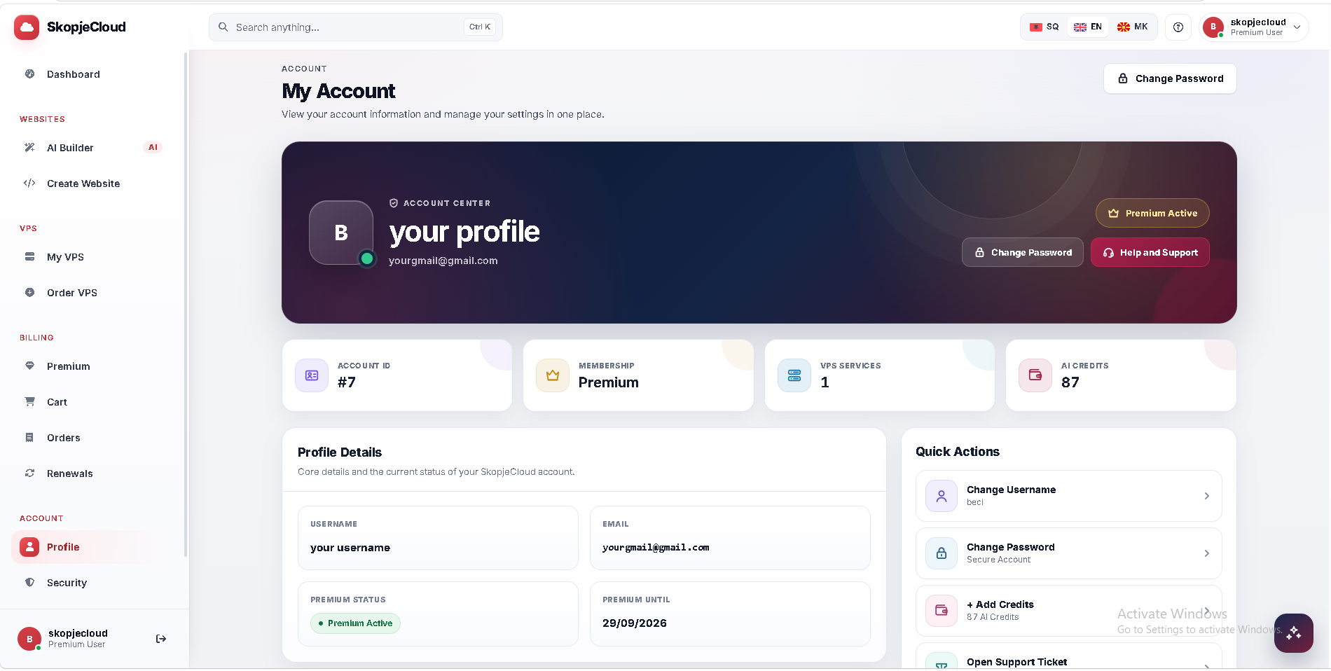Account & Premium